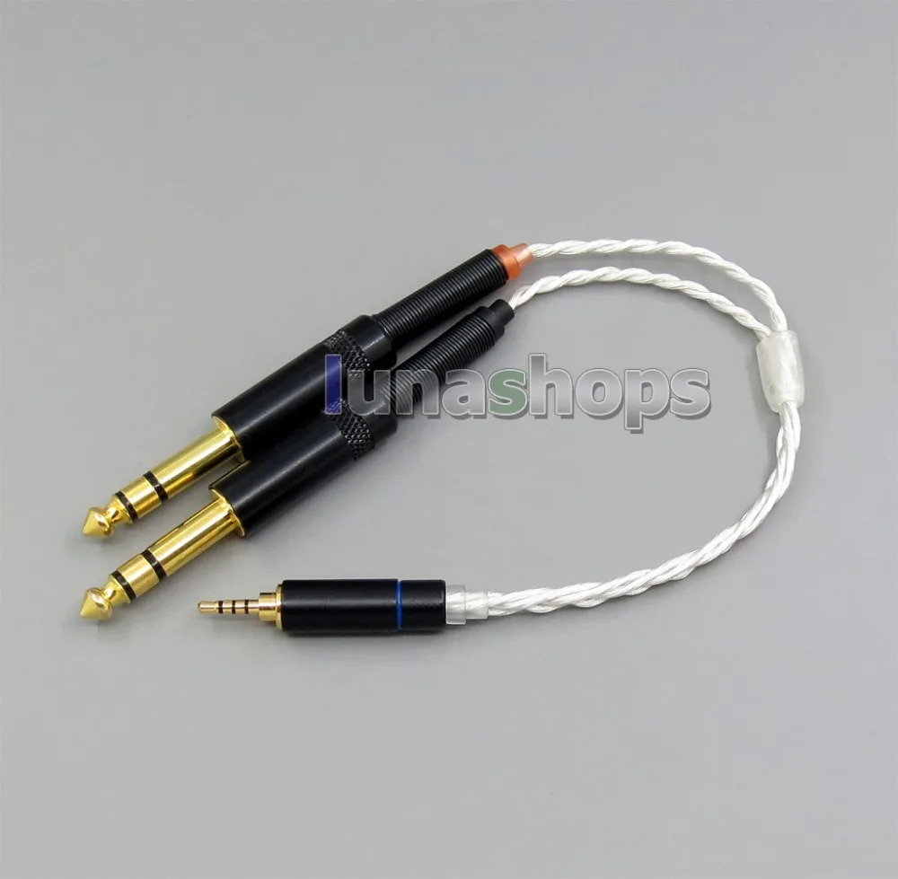 

LN006236 63*0.1mm Extremely Soft Hi-Res 7N Pure Silver plated Earphone for 2.5mm TRRS balanced To Dual 6.5mm plug Cable