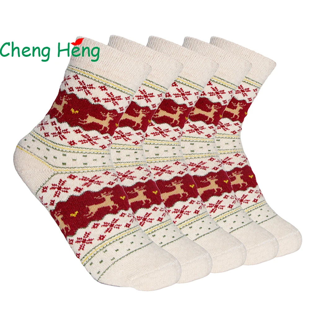 

Rabbit Wool 5 Pair/bag Quality Womens Spring Autumn Winter Warm Socks Breathable Soft Casual Deer Fresh Pattern Meias Sock