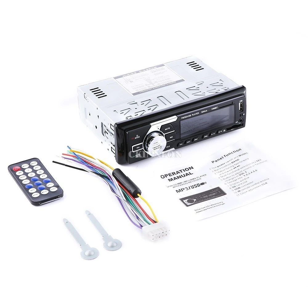 Автомагнитола стерео MP3 плеер Bluetooth mp3 FM/USB/1 Din с дистанционным управлением 12 В 1066BT