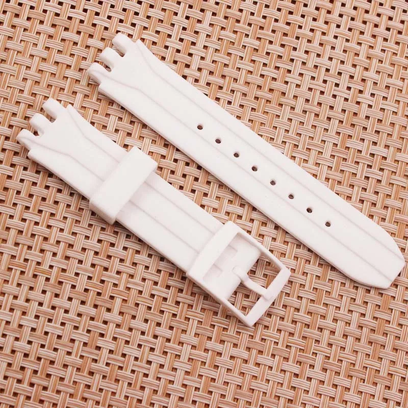 white Часы аксессуары для Swatch органический силиконовый ремешок 18 мм для Swatch SUIK400 SUIB400 мужской и женский ремешок для часов - Цвет ремешка: white