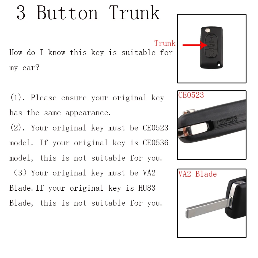 Дистанционный ключ для PEUGEOT 807 407 308 307 207 CC SW VA2 Blade ASK Signal PCF7941 Chip Original Key (CE0523 VA2)|remote key