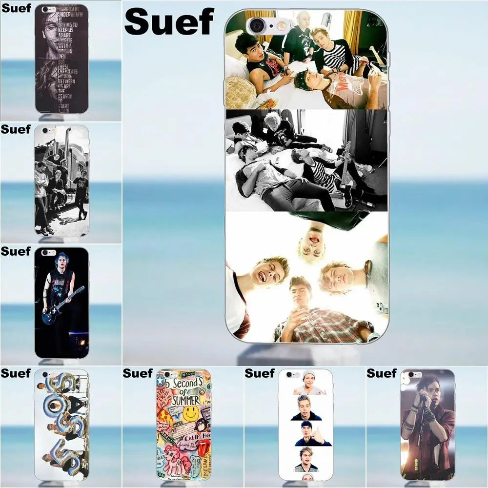 5sos 5 секунд летней мягкой ТПУ кожи живописи для iPhone X 4 4S 5S 5C SE 6 6S 7 8 Plus Galaxy J1 J3 J5 J7 A3 A5