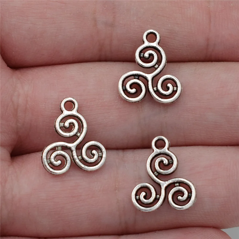 8 шт. 16*14 мм Античные селтики Triquetra Knot Triskele Triskelion тройные спиральные Подвески