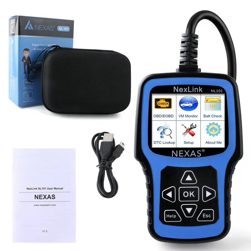Nexas NL101 OBD2 Sca OBD2 сканер инструмент диагностики авто Nexas NL101 с Батарея Тесты для диагностики автомобиля автомобиль сканер универсальный, оптический двигателя Code Reader - Цвет: Nexas NL101 OBD2 Sca