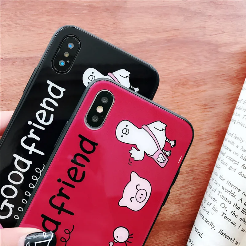 Ourpho Новый Модный чехол для мобильного телефона iPhone X XR XS MAX милый мультфильм