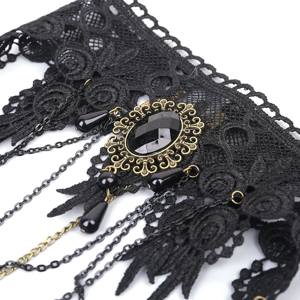 Женский Готический стиль черный чокер ожерелье цепочка вышитая кружевная