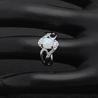 hot sale white opal rings for women fashion bridal sets finger ring new design jewelry for party silver color filled jewlry