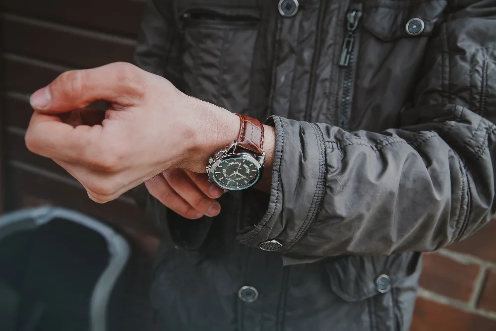 Relogio Masculino KINGNUOS Брендовые мужские часы из нержавеющей стали водонепроницаемые кварцевые часы деловые кожаные Наручные часы с календарем