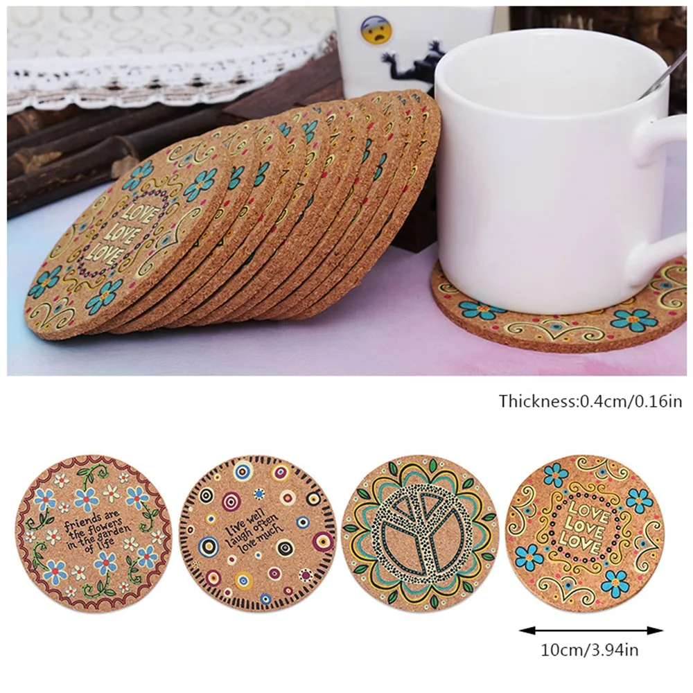 Кухонный пробковый круглый коврик под чашку Coaster изоляционные прокладки
