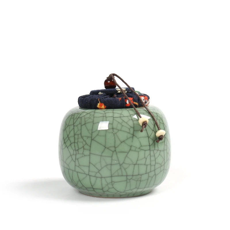 B4 Китайские чайные банки Longquan Celadon Crackle Glaze чайная посуда чайная банка пробковая Мешковина печать баночка с крышкой хранение конфет винтажный домашний декор - Цвет: B4