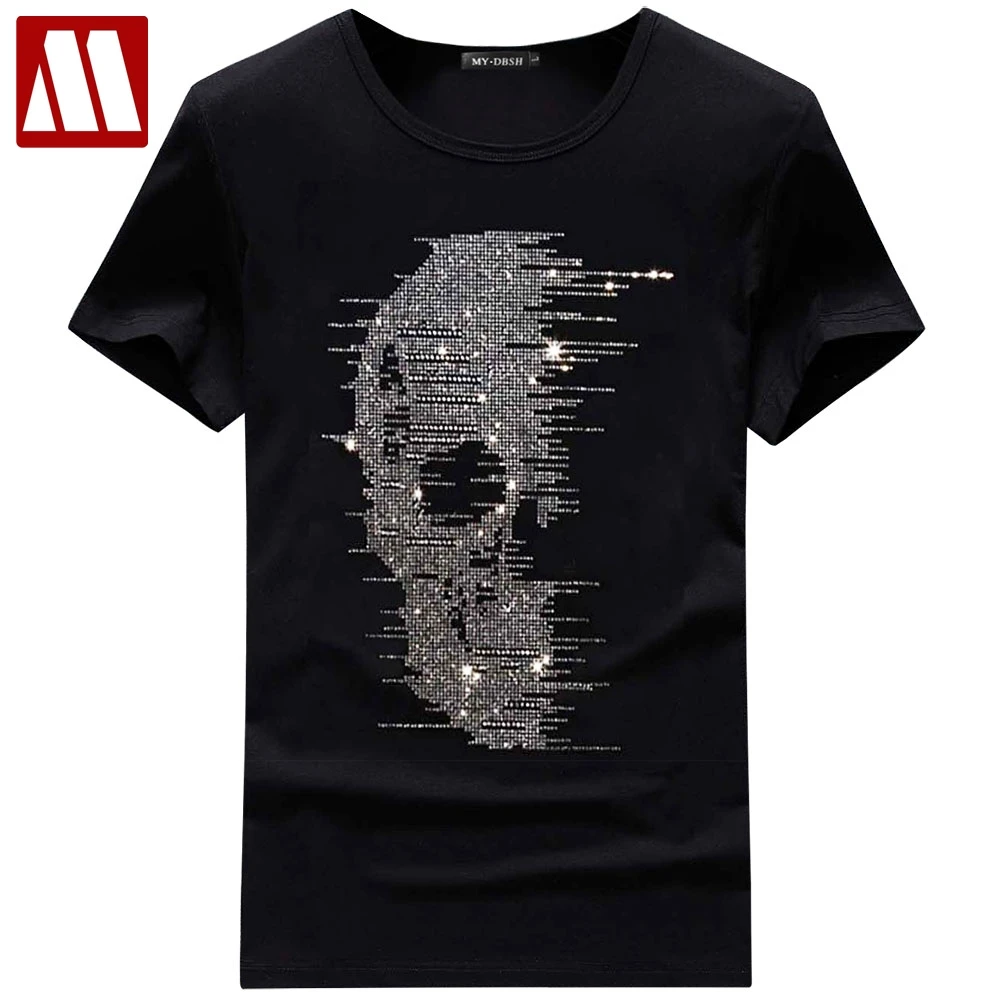 Британский стиль мужские летние футболки с черепом Blingbling футболка Homme модная