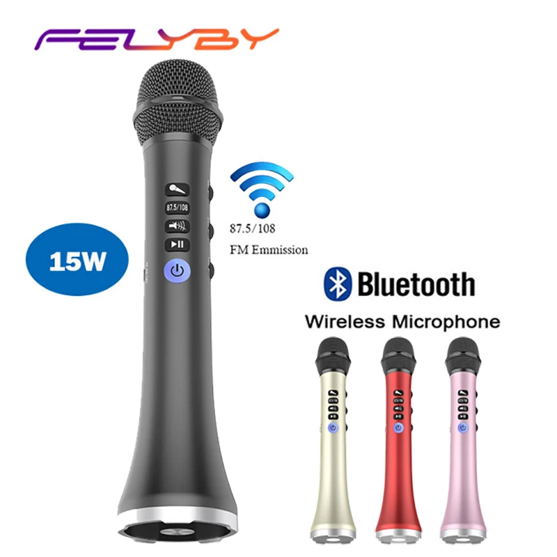 FELYBY профессиональный bluetooth беспроводной микрофон динамик ручной караоке