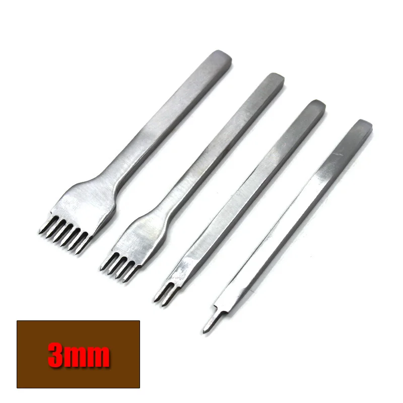 3mm leather Punch 4 шт./компл. 3/4/5/6 мм, Фурнитура для бижутерии, зубец Кожа ремесло пробиваемого отверстия инструмент прострочка кожи швейные Пуансоны 1+ 2+ 4+ 6 зубцами Leathercraft инструменты - Цвет: 3mm leather Punch