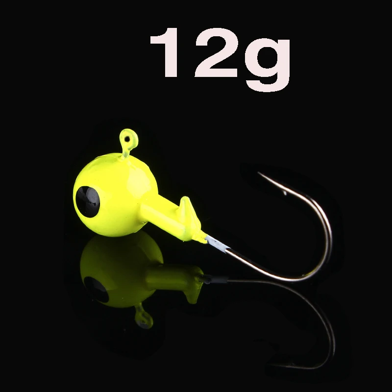 Yellow Рыболовные крючки Hennoy, 5 шт./партия, 1,75 г, 2,5 г, 3,5 г, 5 г, 7 г, 10 г, 12 г, 14 г, светящиеся в темноте, свинцовые крючки - Цвет: Yellow