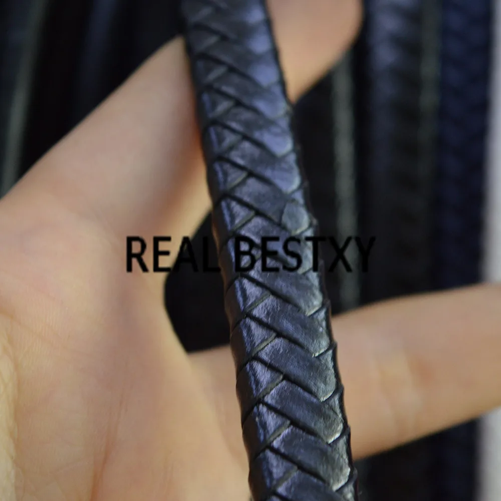 Реальный BESTXY 5 м/лот 12*6 мм/черный кожаный браслет ручной работы с бисером