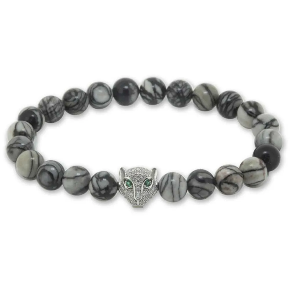Натуральный паук веб череп из каменных бус браслеты 2017 Bracciali Pulseras мужские