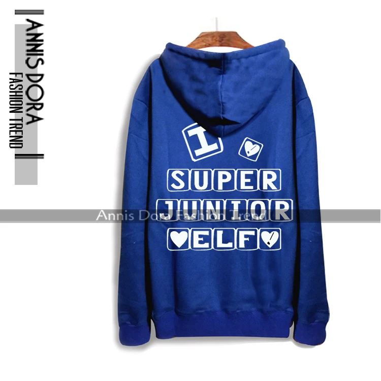 Толстовка SUPER JUNIOR SJ e.l. F сапфировое синее худи для концертов специальное