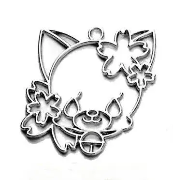 DZ0133-5pcs-SVyh2 5 шт., украшение в виде кота сакуры, открытые оправы, ювелирные изделия, подвески, аксессуары, самодельные Подвески ручной работы, золотая, серебряная металлическая рамка, УФ-смола, ремесло - Цвет: DZ0133-5pcs-SVyh2