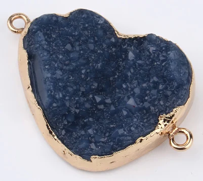 Blue Gold 40x33mm 1 шт. необычные серьги в виде сердца из смолы, соединители подвески-капли, сделай сам, искусственный Агат из искусственного опала, ожерелье, ювелирные изделия ручной работы - Цвет: Blue Gold 40x33mm