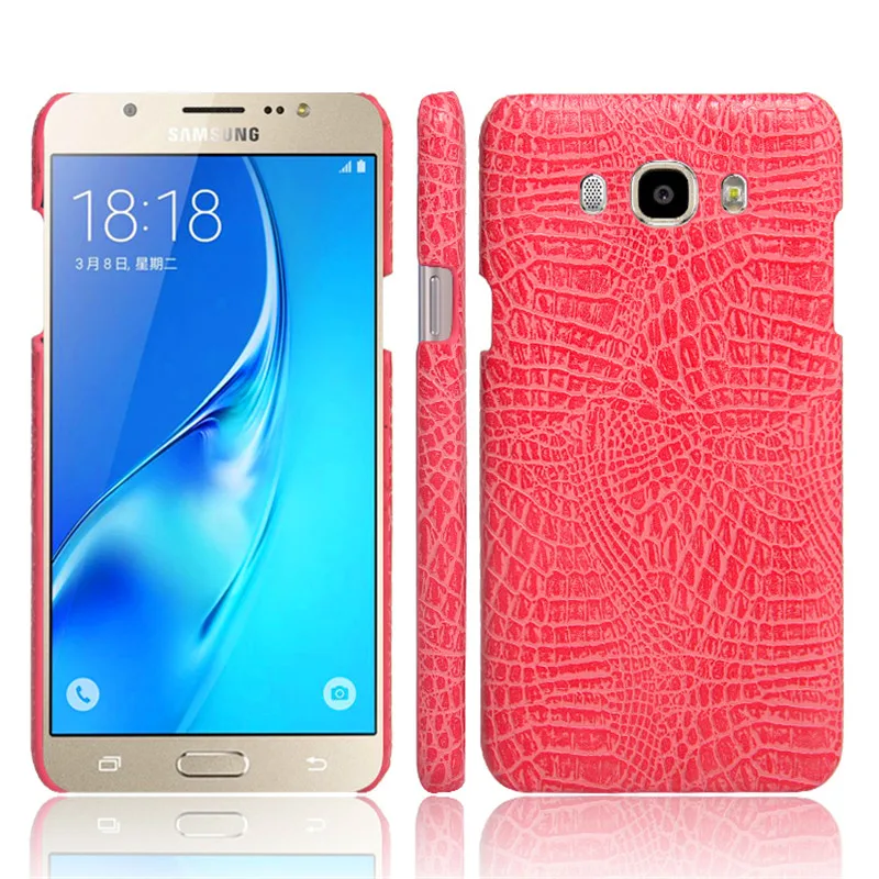 Чехол для Samsung J5 2016 J510 Жесткий из поликарбоната под крокодиловую кожу с задней