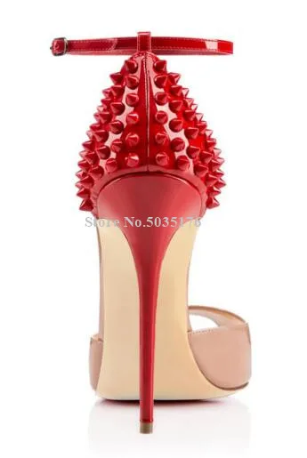 Летняя женская обувь с заклепками Модные Босоножки открытым носком и ремешком на