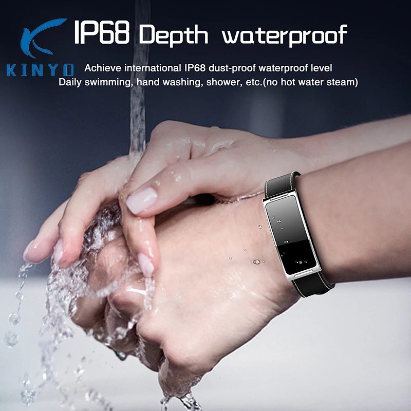 IP68 Waterproof smart Wristband bluetooth blood pressure Monitor Smart Bracelet Fitness Tracker Leather color screen Band | Электроника