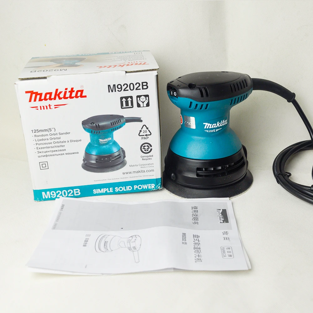 Япония Makita шлифовальный станок с дисковой дорожкой 240 Вт 23 мм 12, 000OPM деревообрабатывающая наждачная бумага M9202B шлифовальная вибрационная шлифовальная машина по дереву