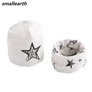 Хлопковая детская шапка, шарф, шапка из хлопка с рисунком совы, лебедя, звезды, Детские Мультяшные шапки, детский шарф, воротник, шапочки для мальчиков, детская шапка для девочек