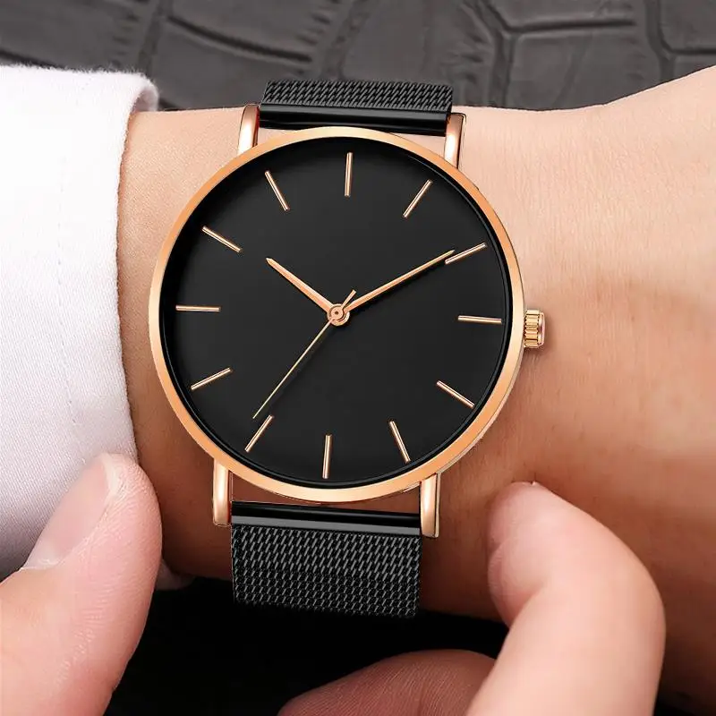 Montre Femme, современная мода, Reloj Mujer, черные кварцевые часы для женщин, сетчатый Браслет из нержавеющей стали, повседневные наручные часы для женщин