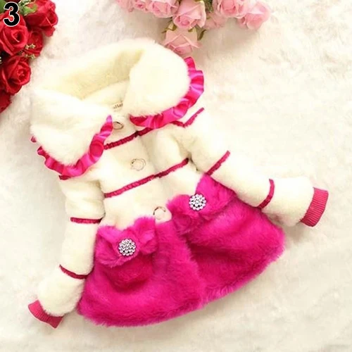 Children Faux Fur Coat Bow Princess Baby Kid Girls Outerwear Winter Warm Top | Детская одежда и обувь