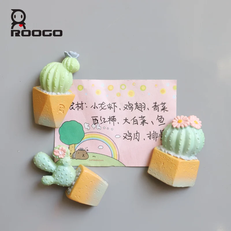 Roogo Смолы 3D магнит на холодильник кактус завод Холодильник Магнитные Стикеры для
