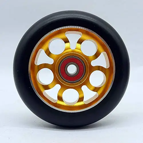 Gold 100mm M 1 шт. Фристайл трюковый скутер 100 мм колеса с высокой эластичностью износостойкие PU сплав сердечник ABEC-9 подшипники 88A роликовые лыжные колеса - Цвет: Gold 100mm M