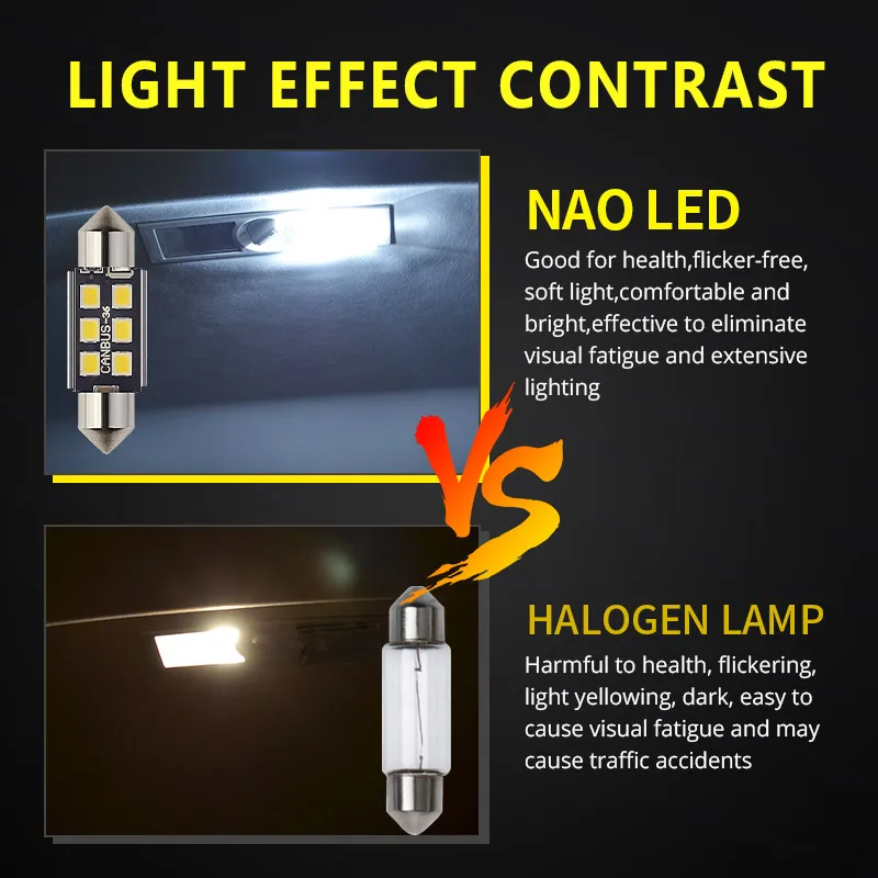NAO C5W led Автомобильный светильник CANBUS 28 мм led авто Интерьер гирлянда 31 мм 2x C5W C10W светодиодные лампы 36 мм 39 мм 41 мм 44 мм 12 В сигнальная лампа белого цвета