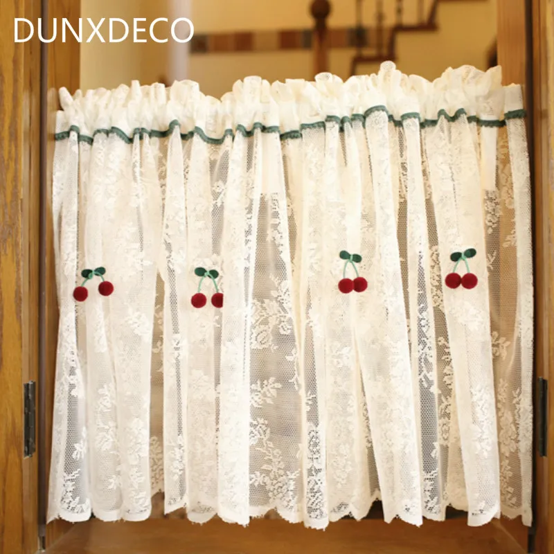 DUNXDECO Короткая занавеска для кухни двери половинные шторы французский стиль