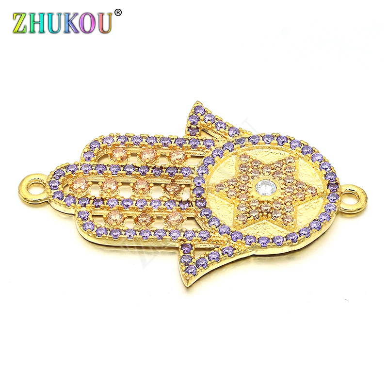 18*27 мм фианиты ручной работы Lucky Hamsa шармы соединители DIY ювелирные изделия