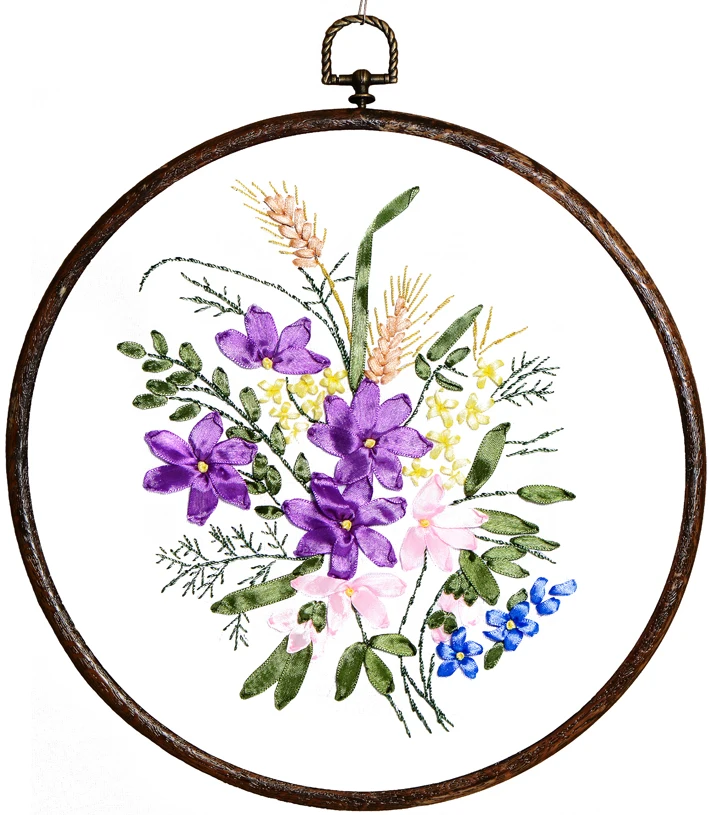 flowers 9 30x30 см Элегантные цветы лента вышивка комплект пятен живопись рукоделие комплект DIY ручной рукоделие искусство домашнего декора - Цвет: flowers 9