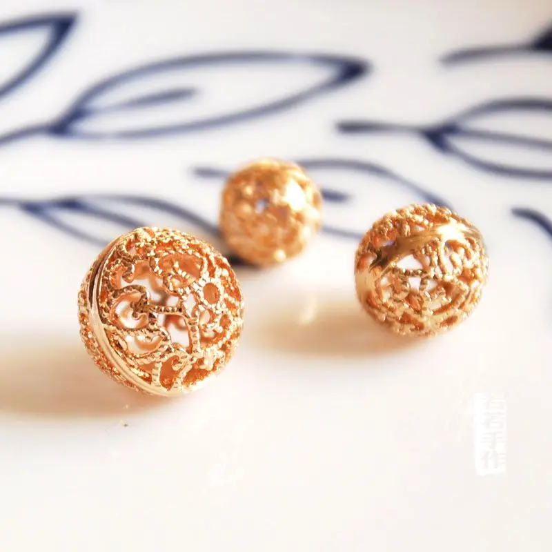 Круглые Пустотелые шарики золотого цвета сделай сам 10 шт./лот браслет ожерелье