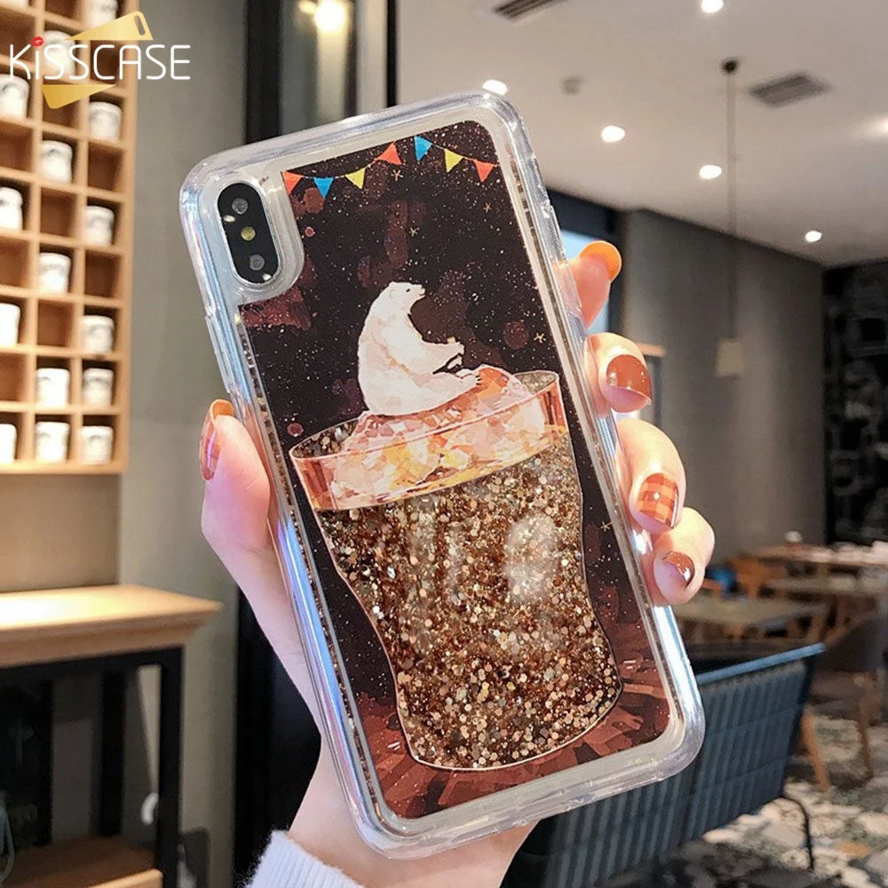 KISSCASE милый чехол с сияющими блестками медведя для xiaomi mi 9 8 se a2 lite Жидкий Redmi Note 6 pro 7