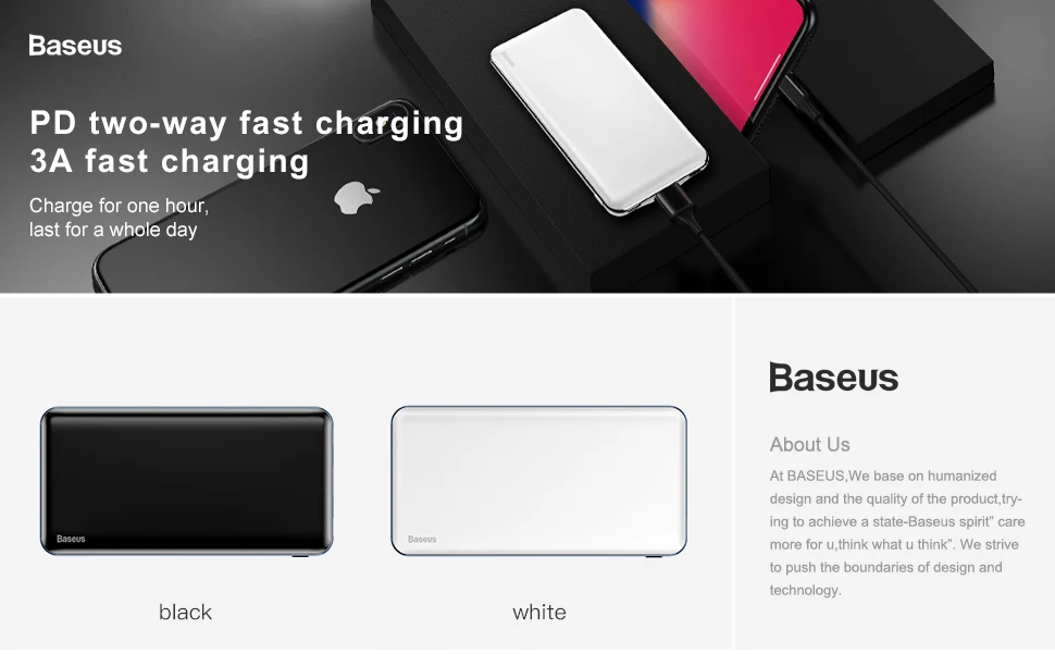 Baseus, ультра тонкий внешний аккумулятор 10000 мА/ч для iPhone Xiaomi Mi, usb type C, быстрое зарядное устройство 10000 мА/ч, портативное Внешнее зарядное устройство