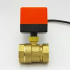 Электрический шаровой клапан латунный моторизованный шаровой клапан, трехлинейный двухсторонний регулирующий клапан AC220V DN15-DN32