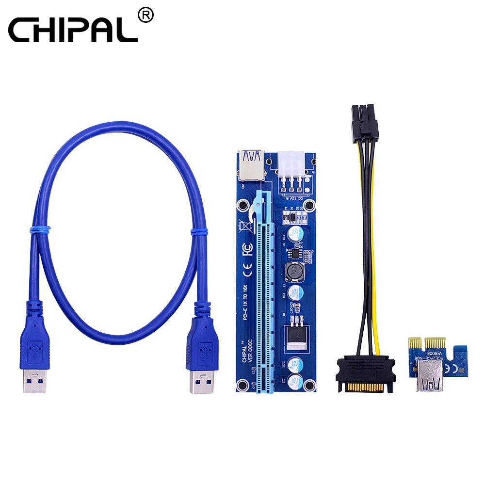 CHIPAL VER006C 60 см PCI E Райзер карта 006C Express PCIE 1X до 16X расширитель адаптер USB 3 0 кабель SATA к