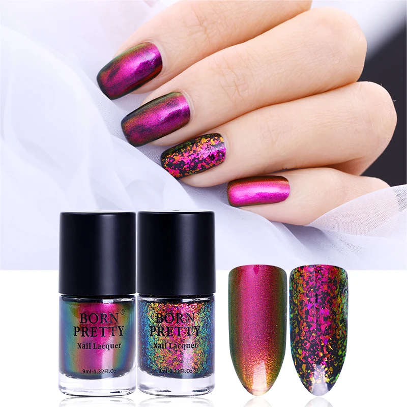 BORN PRETTY 9 мл Лак для ногтей Хамелеон Золотой Фиолетовый Блестящий Блеск закат светящиеся блестки маникюрный лак для ногтей лак