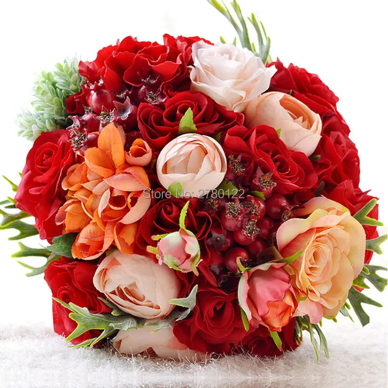 

2020 Новое поступление красивые декоративные искусственные розы красные цветы ручной работы свадебные букеты цветы и зеленые листья