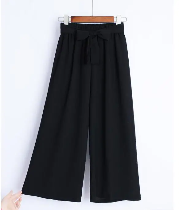 

Women Wide Leg Pants Vintage Elastic Waist Trousers Casual Cotton Oversized Long Pants Korean Chiffon Wide Leg Pants