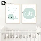 Пользовательское имя постер Детский Настенный художественный холст картина мультфильм КИТ печать скандинавские дети украшение картина для мальчиков Декор для спальни
