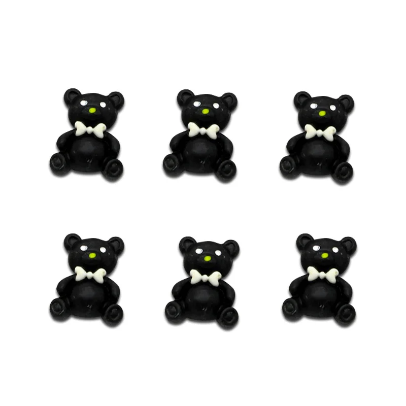 

30Pcs Lovely Black Animal Bear Resin Decoration Crafts Beads Flatback Cabochon Scrapbook DIY Embellishments Accessories