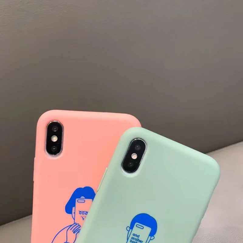 iPhone X 7 6 6S Plus Couple Cute Little Head Phone Case 8 8Plus XR XS MAX Upgrade Soft TPU Drop | Мобильные телефоны и