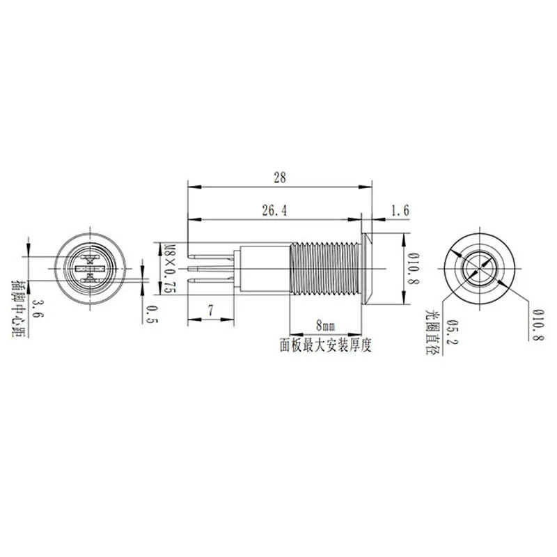 10 шт. металлические индикасветильник для автомобиля 8 мм 24 В|indicator light|red indicator