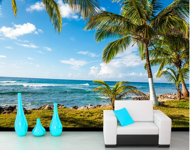 Пользовательские 3D фото обои пальмовый Пляж пейзаж для гостиной спальни фоновая