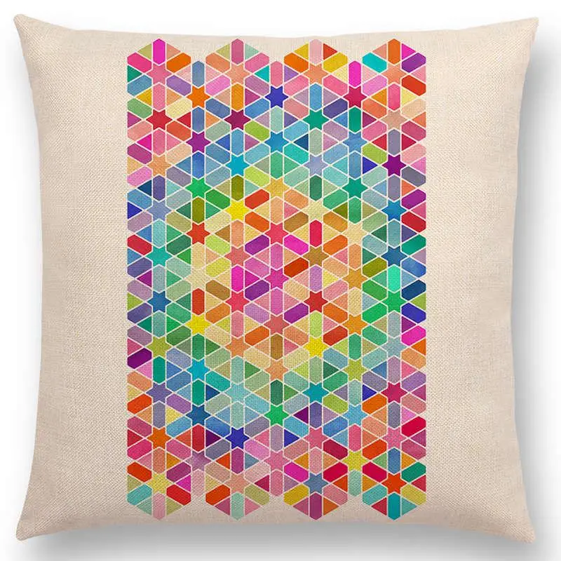Boho Art Красочные цветы великолепные цветочные каракули растительной геометрии Мандала декоративная картина Автомобильная Подушка Чехол - Цвет: a007009